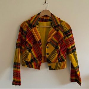 1970s Vintage Tartan Blazer, Small